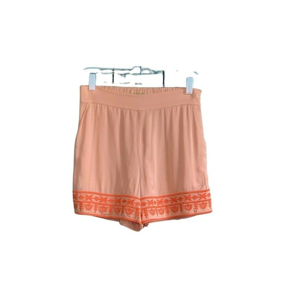 Gianni Bini Melon Rayon Embroidered Hem Midi Shorts Size S - Picture 1 of 12